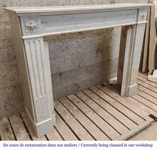 Louis XVI mantel in Carrara marble-2