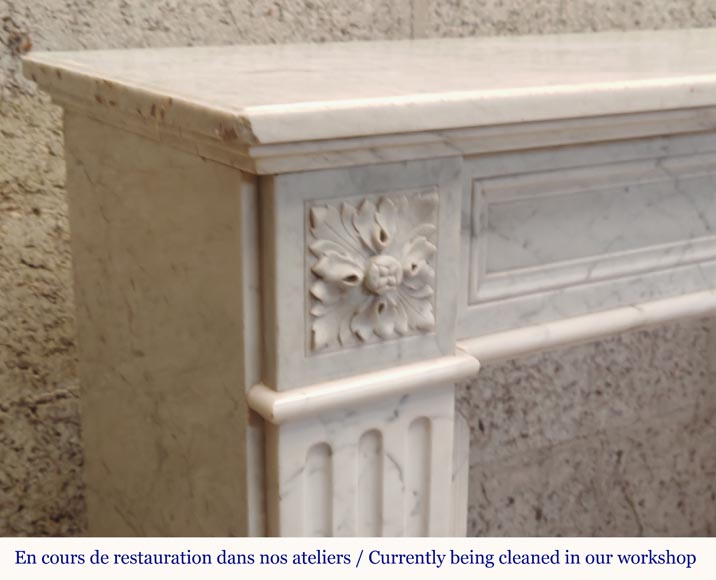 Louis XVI mantel in Carrara marble-3