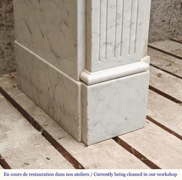 Louis XVI mantel in Carrara marble-4