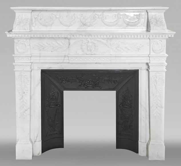 Empire-style fireplace in semi-statuary marble Empire-style fireplace in semi-statuary marble-0