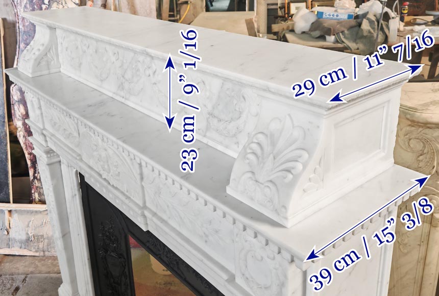 Empire-style fireplace in semi-statuary marble Empire-style fireplace in semi-statuary marble-14