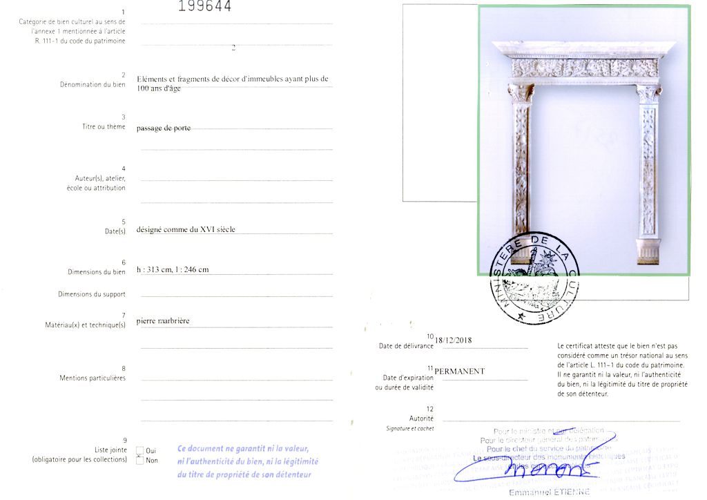 Export certificate