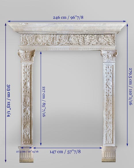 Important antique doorway in marble stone, Renaissance period -9