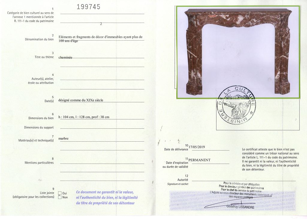 Export certificate