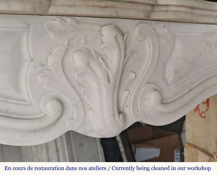 Small Louis XV mantel in Carrara marble-2