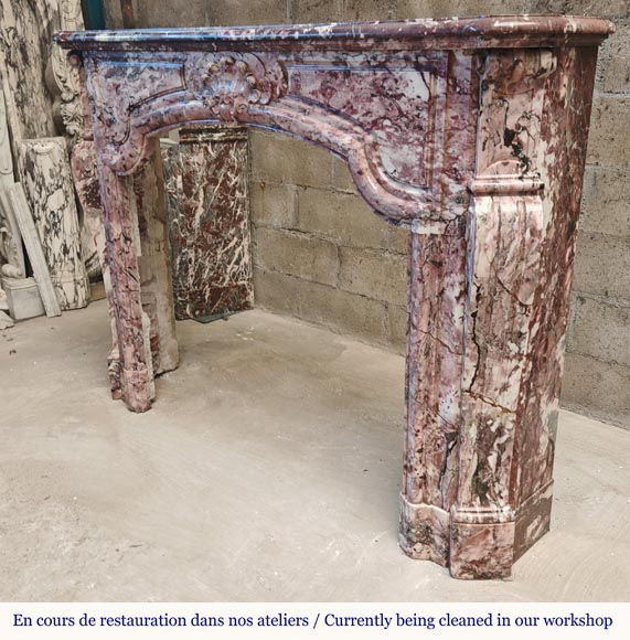 Fleur de Pécher pink marble Louis XV mantel-5