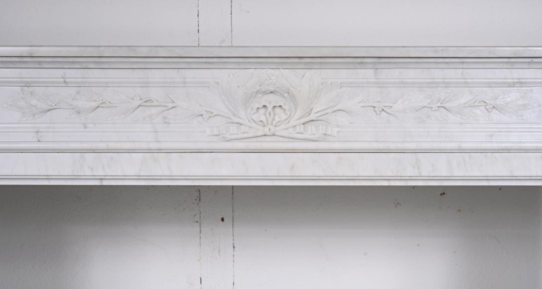 Louis XVI style Carrara marble mantel with half columns-1