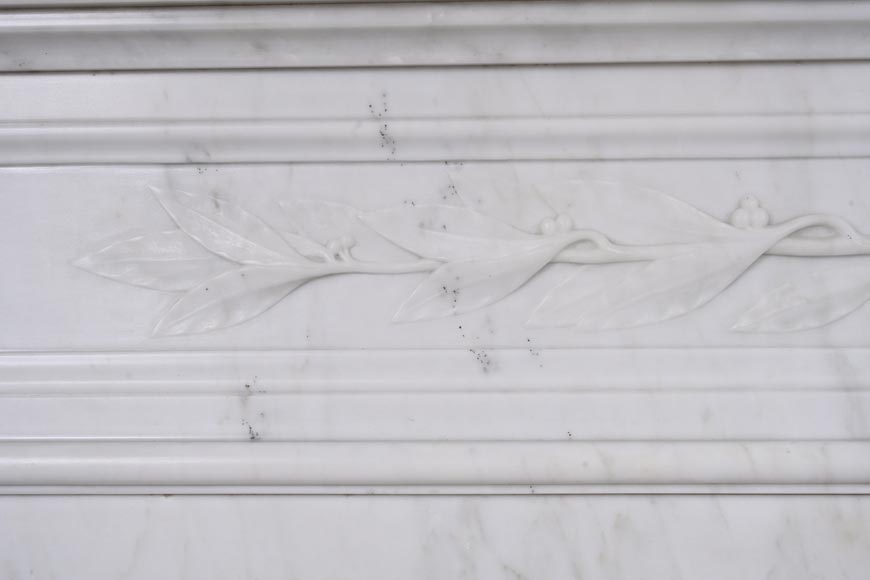 Louis XVI style Carrara marble mantel with half columns-4