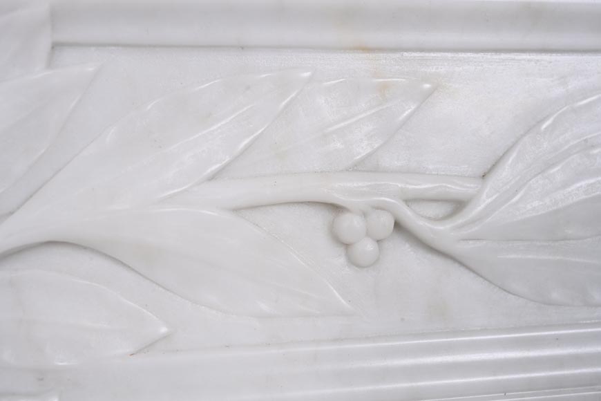 Louis XVI style Carrara marble mantel with half columns-5