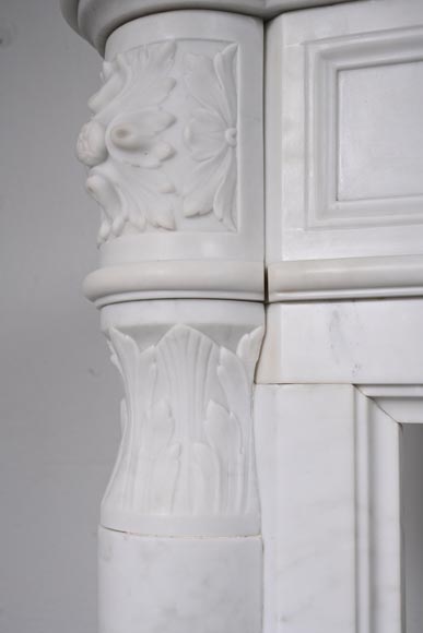 Louis XVI style Carrara marble mantel with half columns-8