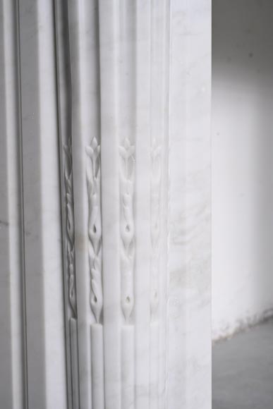 Louis XVI style Carrara marble mantel with half columns-9