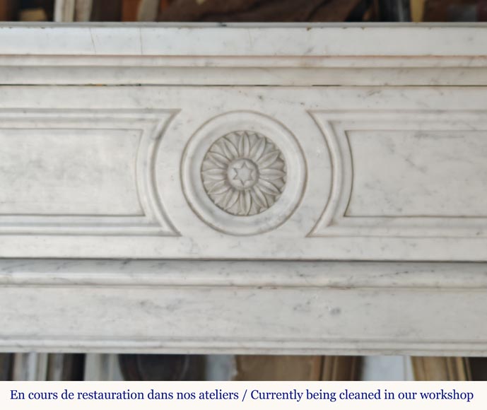 Louis XVI style mantel with sunflower blossom in Carrara marble-1