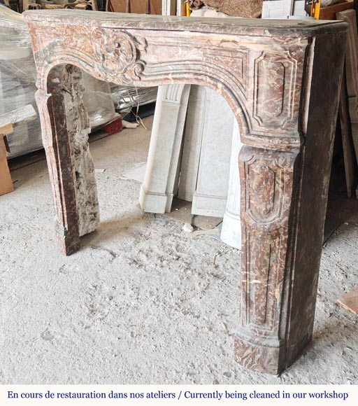 Louis XV period mantel in Rouge Royal marble adorned with a shell-6