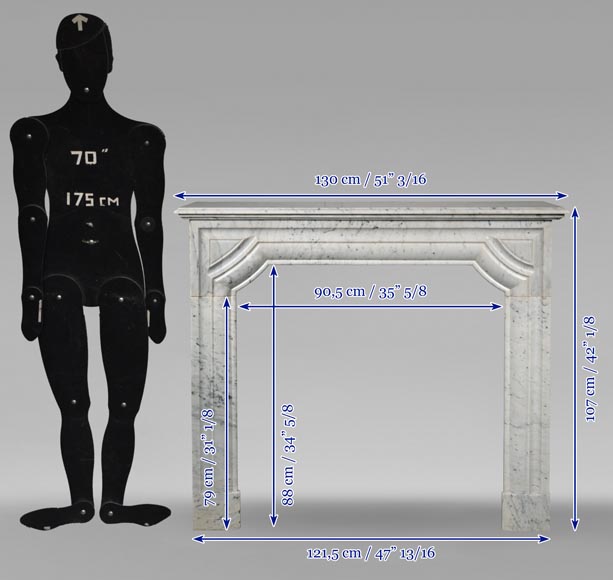 Louis XIV style mantel in speckled Carrara marble-10
