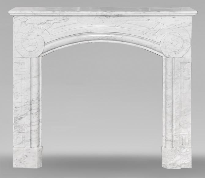 Louis XIV-style fireplace in Carrara marble with a rounded molding (boudin) Louis XIV-style fireplace in Carrara marble with a rounded molding (boudin)-0