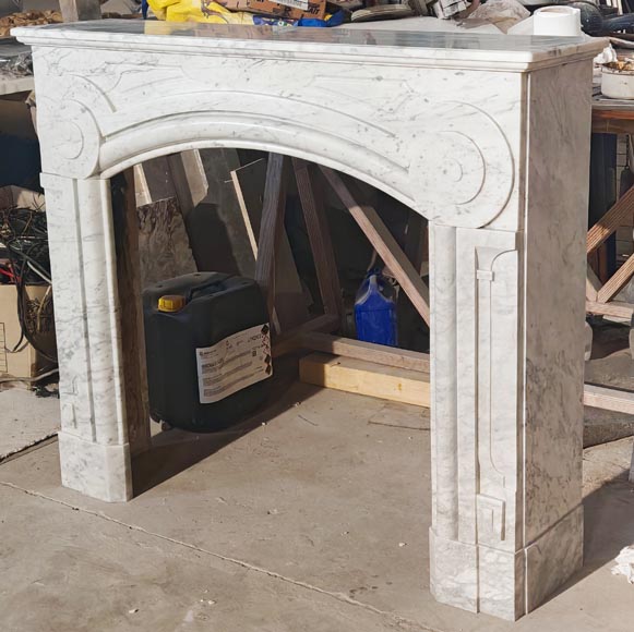 Louis XIV-style fireplace in Carrara marble with a rounded molding (boudin) Louis XIV-style fireplace in Carrara marble with a rounded molding (boudin)-6