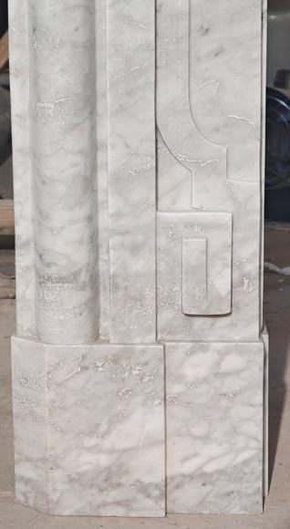 Louis XIV-style fireplace in Carrara marble with a rounded molding (boudin) Louis XIV-style fireplace in Carrara marble with a rounded molding (boudin)-8