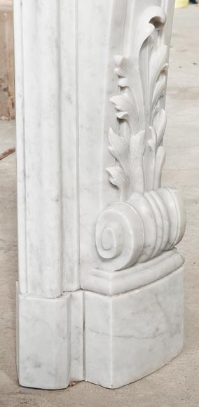 Louis XV style fireplace in Carrara marble, richly decorated with shells and flowers-12