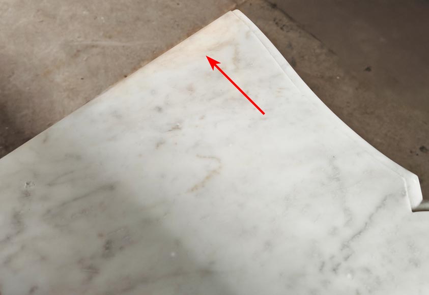 Louis XV style fireplace in Carrara marble, richly decorated with shells and flowers-15