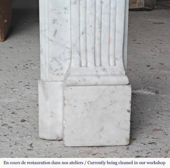 Louis XVI style Carrara marble mantel with sunflower design-7