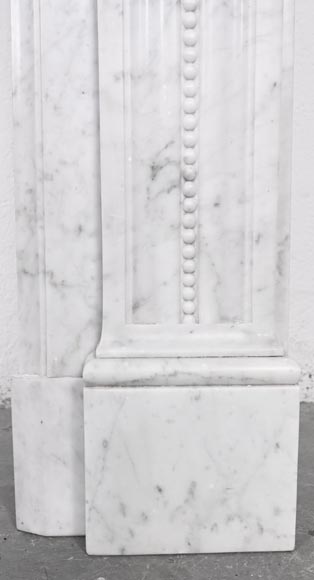 Louis XVI style fireplace in Carrara marble, decorated with acanthus leaves-9