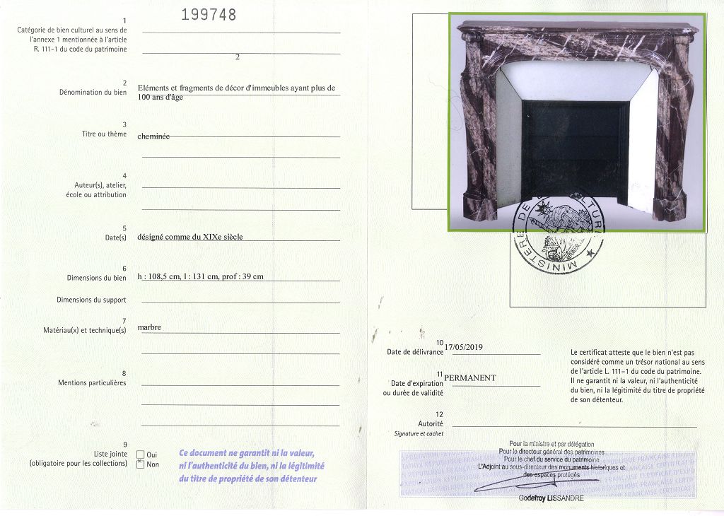 Export certificate