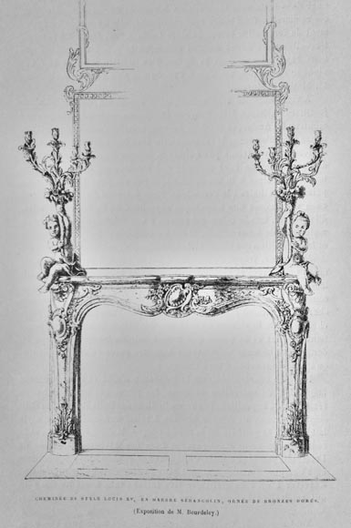 Alfred Emmanuel Beurdeley,Exceptional mantel made in Sarrancolin marble and gilt bronze for Cornelius II Vanderbilt, 1893-2