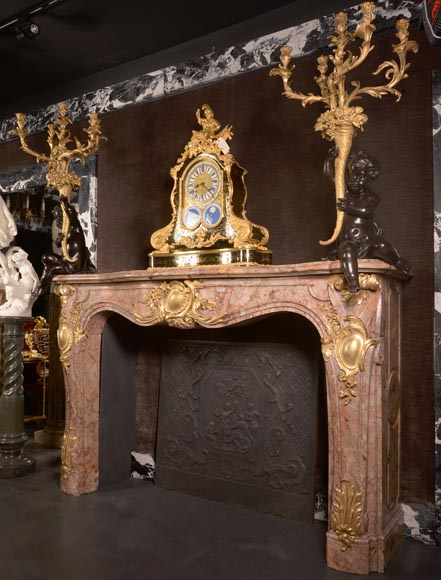 Alfred Emmanuel Beurdeley,Exceptional mantel made in Sarrancolin marble and gilt bronze for Cornelius II Vanderbilt, 1893-13