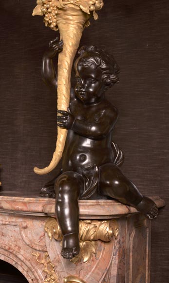 Alfred Emmanuel Beurdeley,Exceptional mantel made in Sarrancolin marble and gilt bronze for Cornelius II Vanderbilt, 1893-22