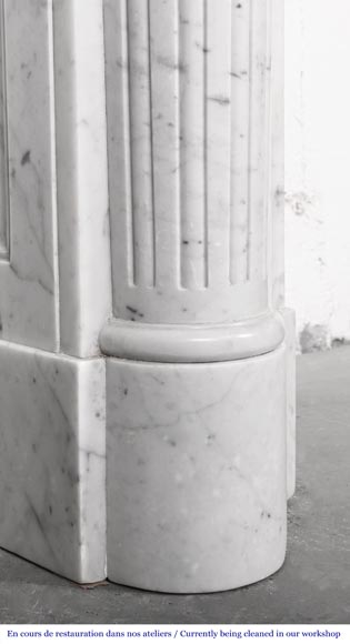 Louis XVI style fireplace in Carrara marble, with a half-column and laurel wreath Louis XVI style fireplace in Carrara marble, with a half-column and laurel wreath-8