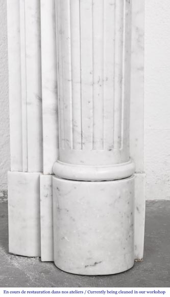Louis XVI style fireplace in Carrara marble, with a half-column and laurel wreath Louis XVI style fireplace in Carrara marble, with a half-column and laurel wreath-11