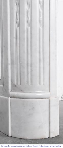 Louis XVI style fireplace in Carrara marble with rounded corners-6