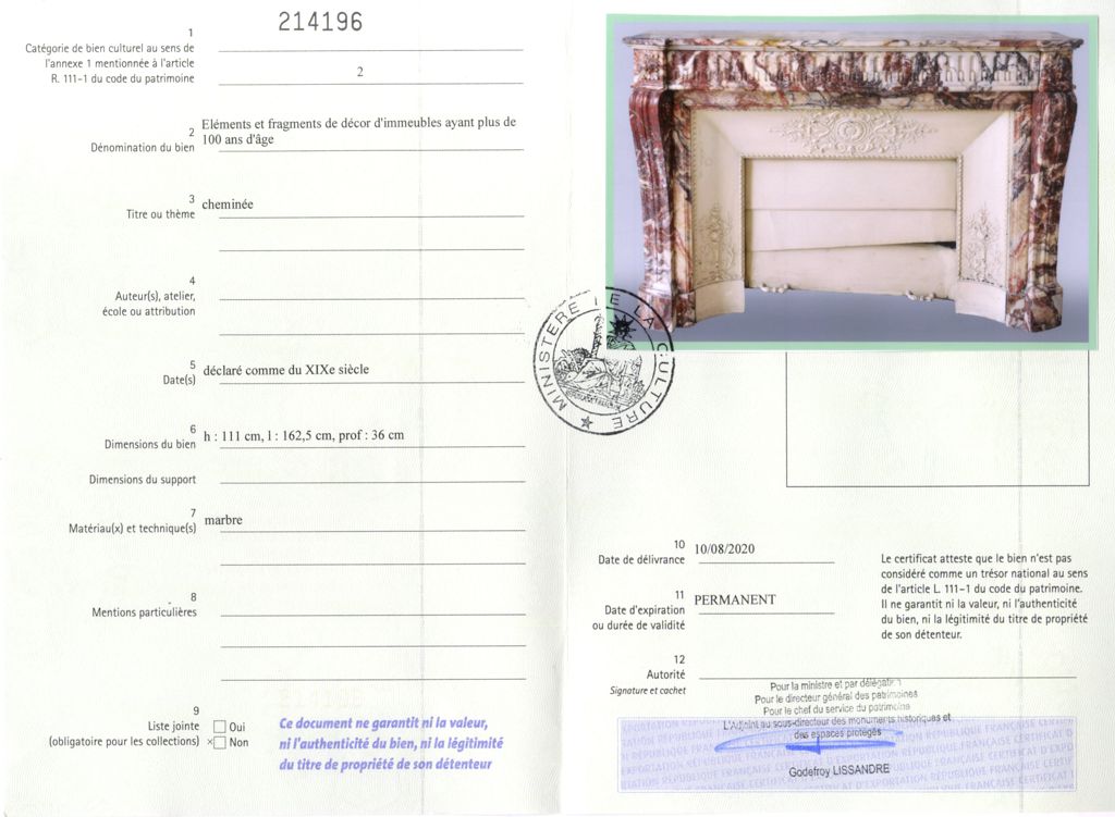 Export certificate