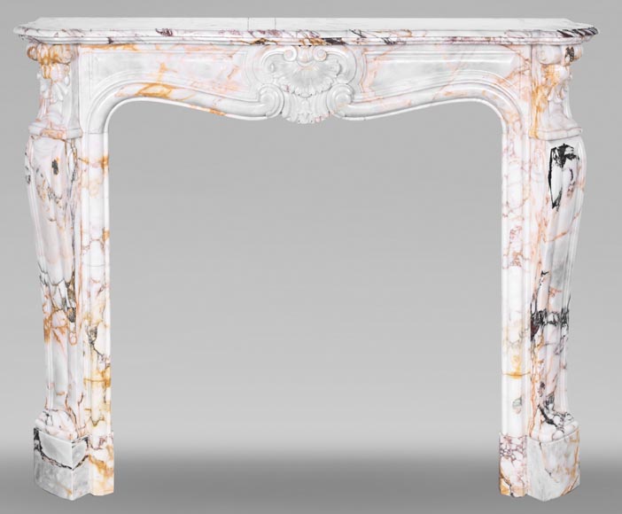 Louis XV style fireplace in Breccia Nuvolata marble-0