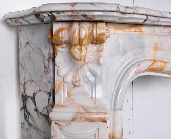 Louis XV style fireplace in Breccia Nuvolata marble-4