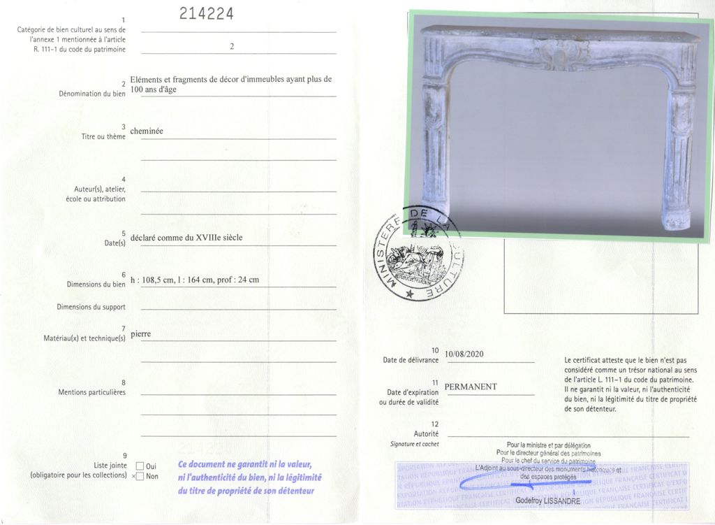 Export certificate