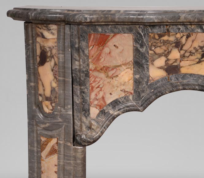 18th century Provençal marble mantelpiece in Turquin marble, Violet Breche and Sarrancolin Fantastico-3