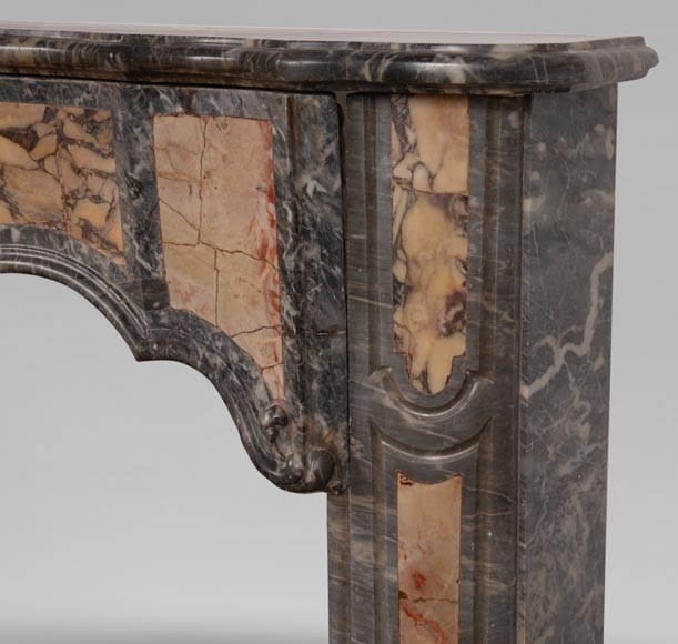 18th century Provençal marble mantelpiece in Turquin marble, Violet Breche and Sarrancolin Fantastico-6