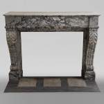 Antique Restoration style fireplace in Bleu Fleuri marble