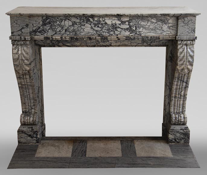 Antique Restoration style fireplace in Bleu Fleuri marble-0