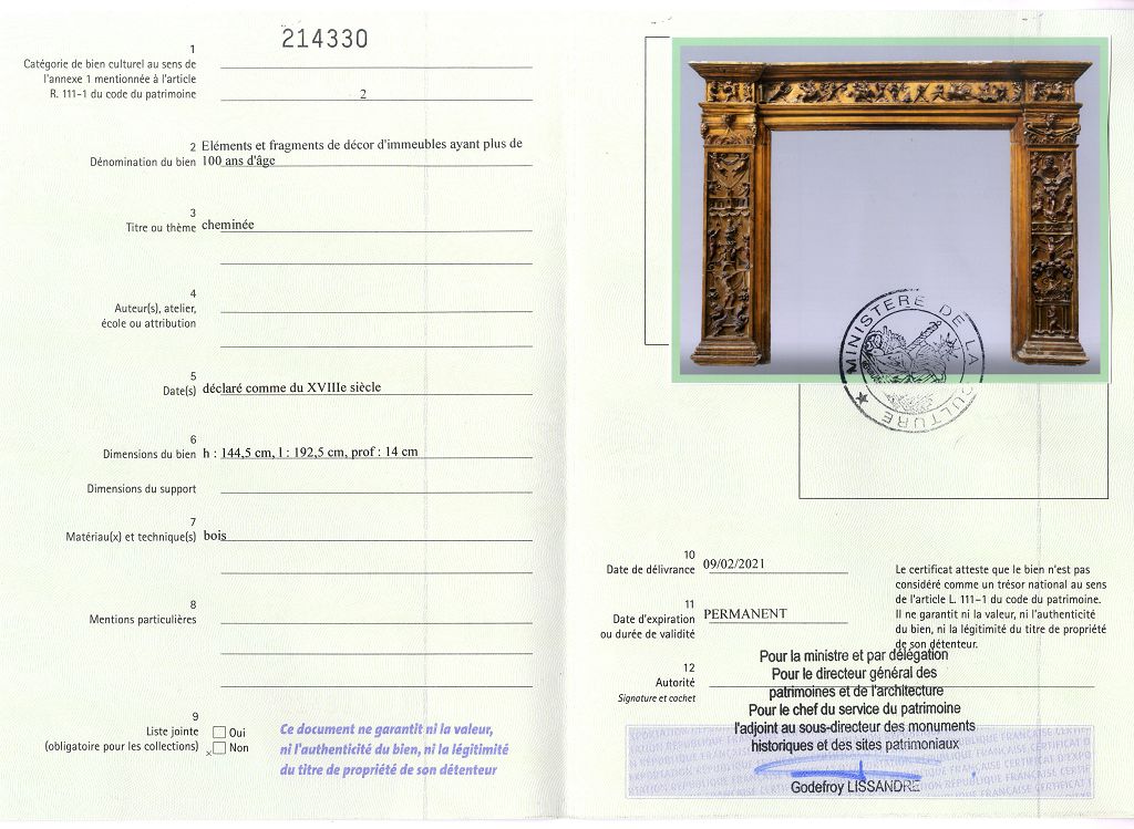 Export certificate