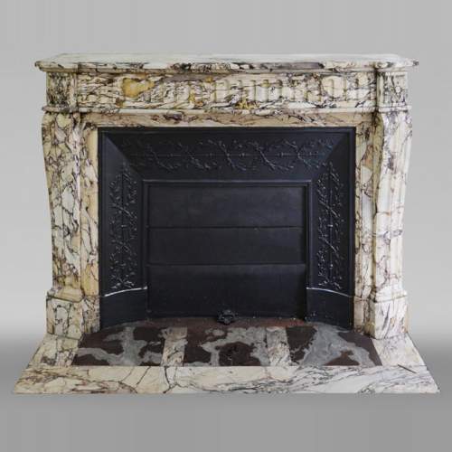 Antique Louis XVI style fireplace in Breche Médicis marble