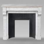 Napoleon III style white marble mantel with modillions