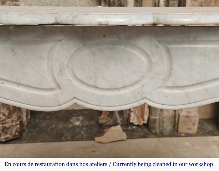 Louis XV style Pompadour mantel in Carrara marble-1