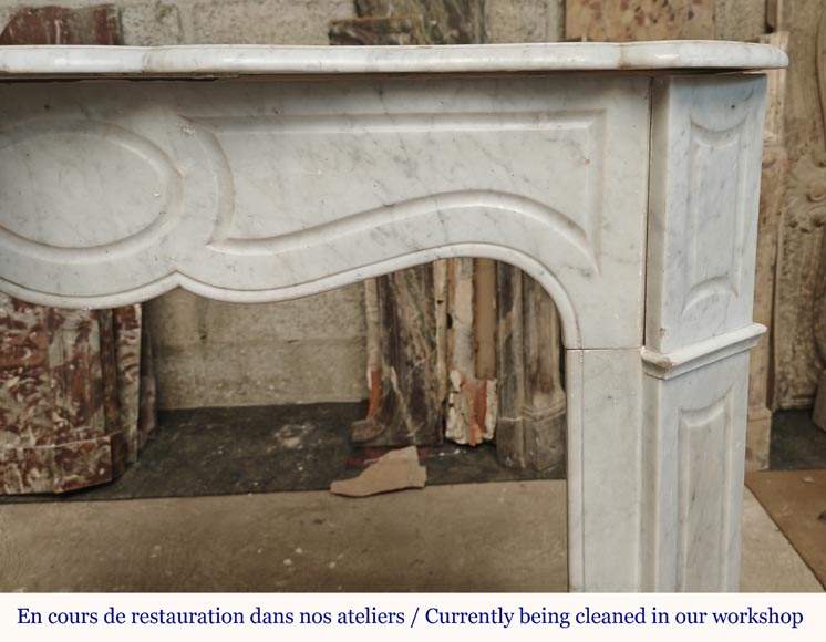 Louis XV style Pompadour mantel in Carrara marble-6