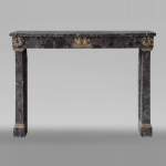 Antique Empire style mantel in Breche de Waulsort and alabaster decors