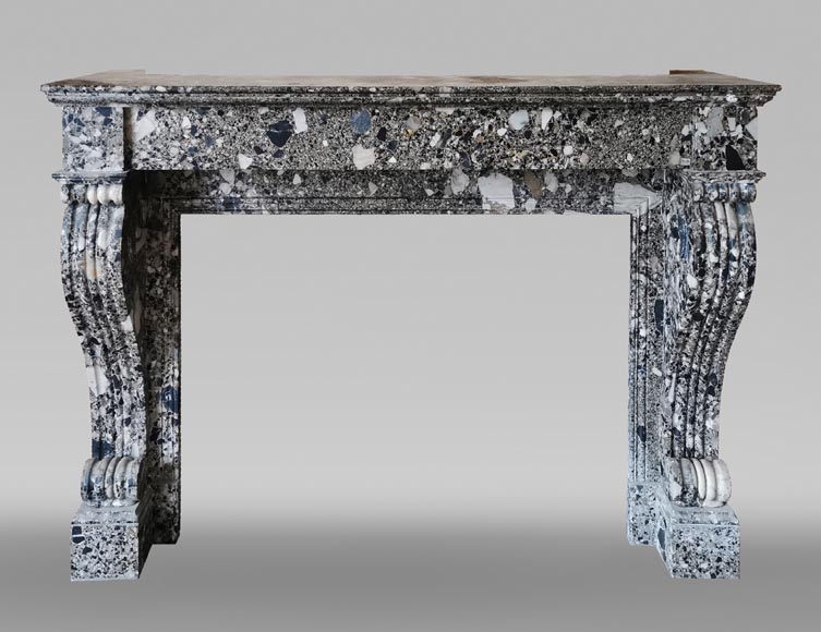 Antique Restoration mantel in grey Breccia de Médous, second half of the 19th century-0