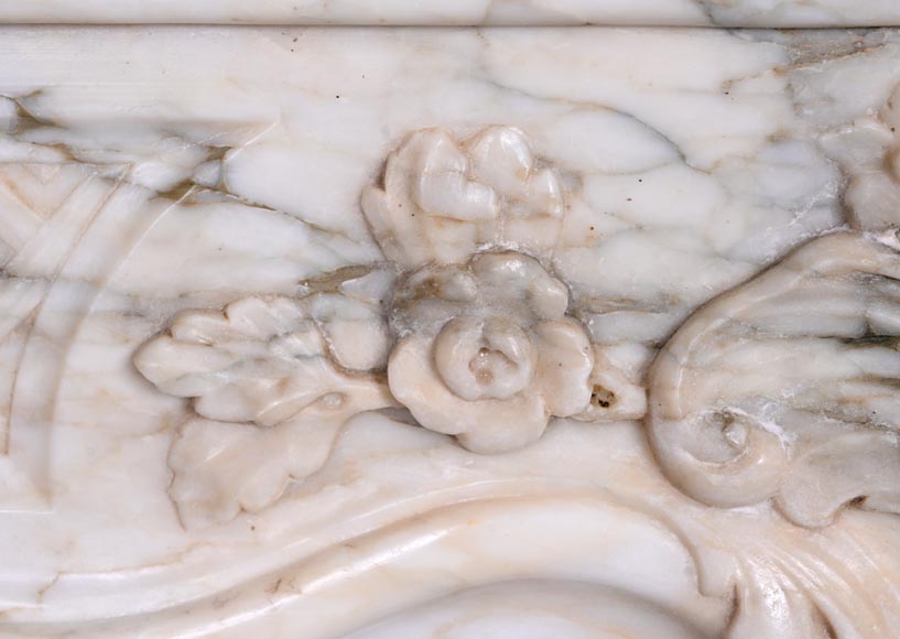 Louis XV period fireplace in Arabescato marble with finely sculpted band-4