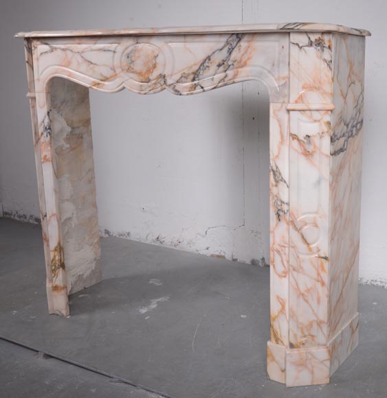 Louis XIV style Pompadour mantel in Skyros marble-5