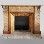 Gentil & Bourdet (attributed to), Antique Art Nouveau oak and stoneware mantel